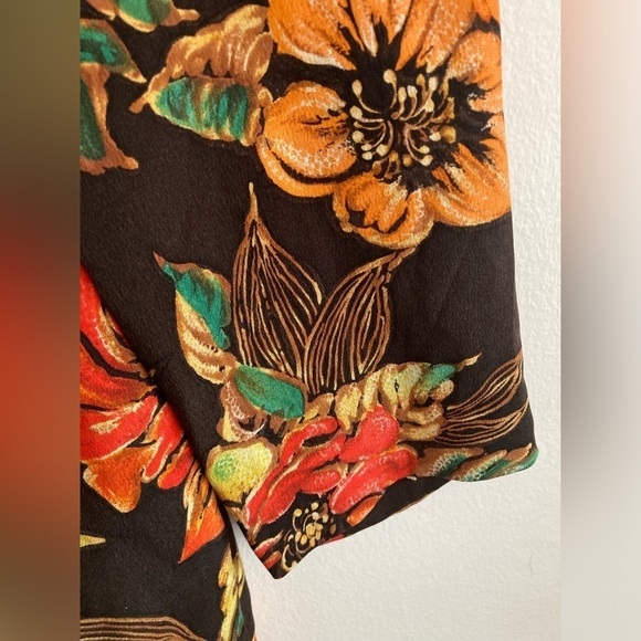 Dana Buchman 100% silk shirt fall floral button down 3/4 sleeve - Picture 4 of 5